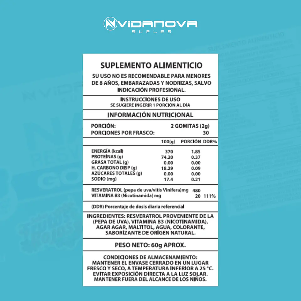 NAD+ Resveratrol Gomitas PACK X10 - Vidanova® Suples 2