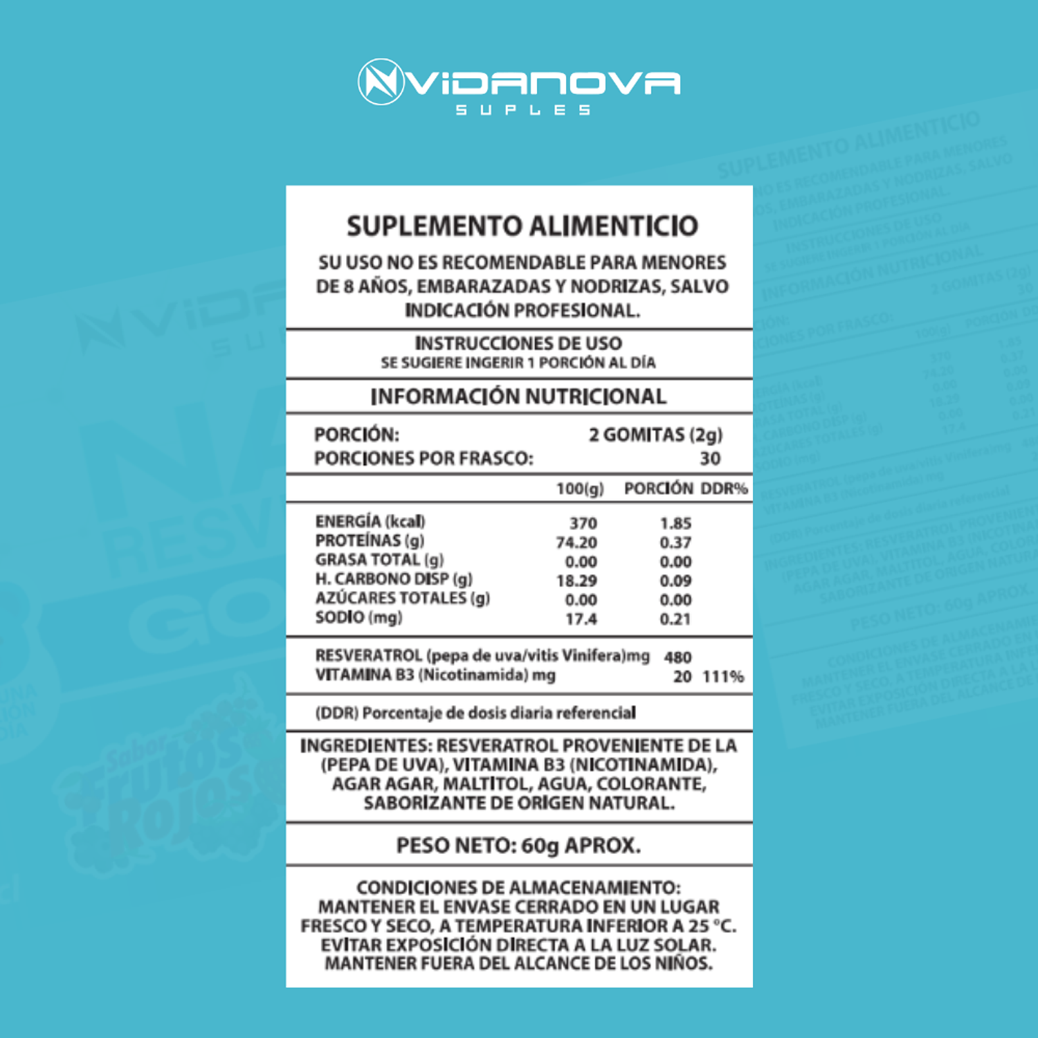 NAD+ Resveratrol Gomitas PACK X3- Vidanova® Suples 2