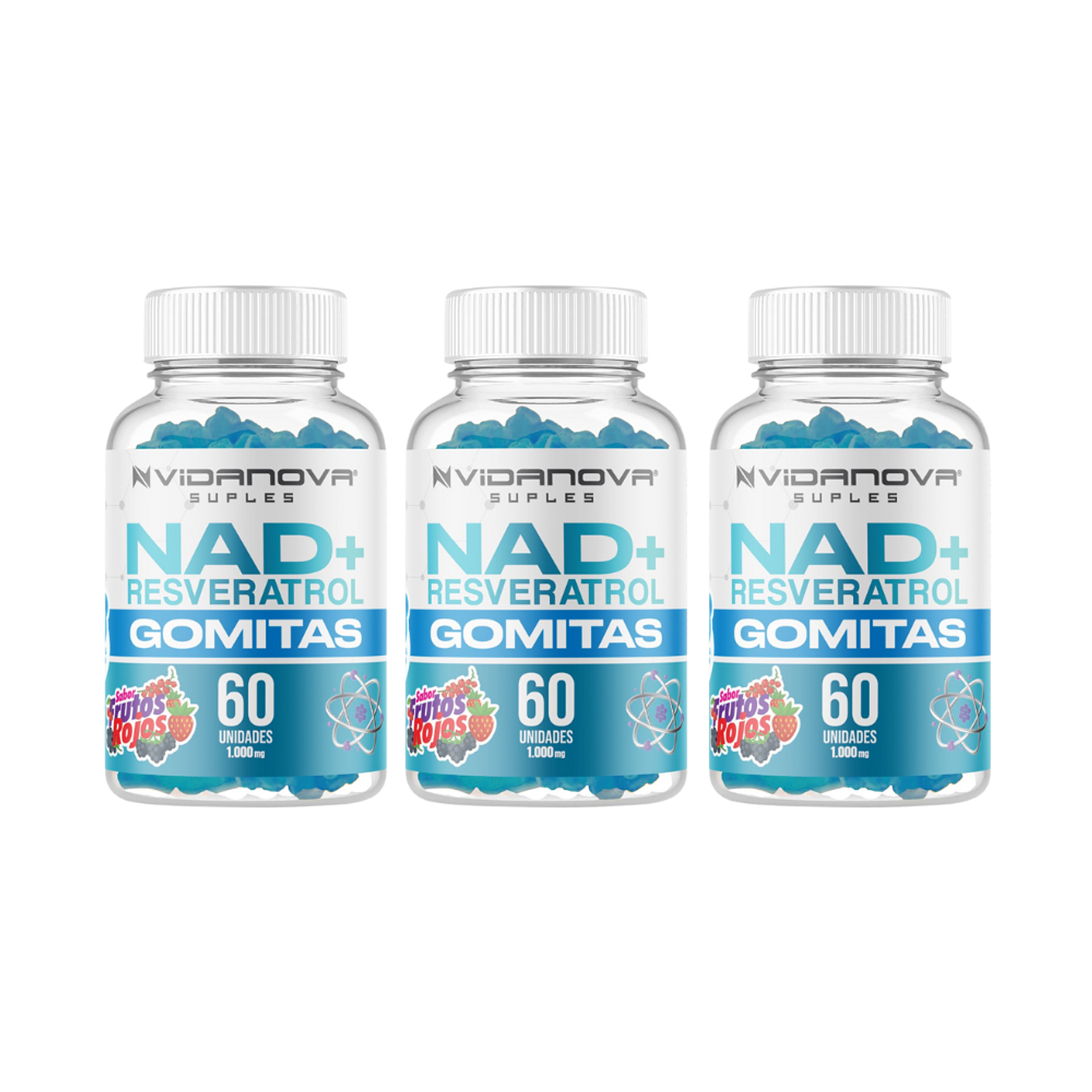 NAD+ Resveratrol Gomitas PACK X3- Vidanova® Suples 1