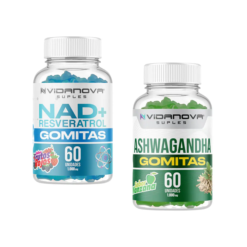 NAD+ Resveratrol + Ashwagandha Gomitas - Vidanova® Suples 1