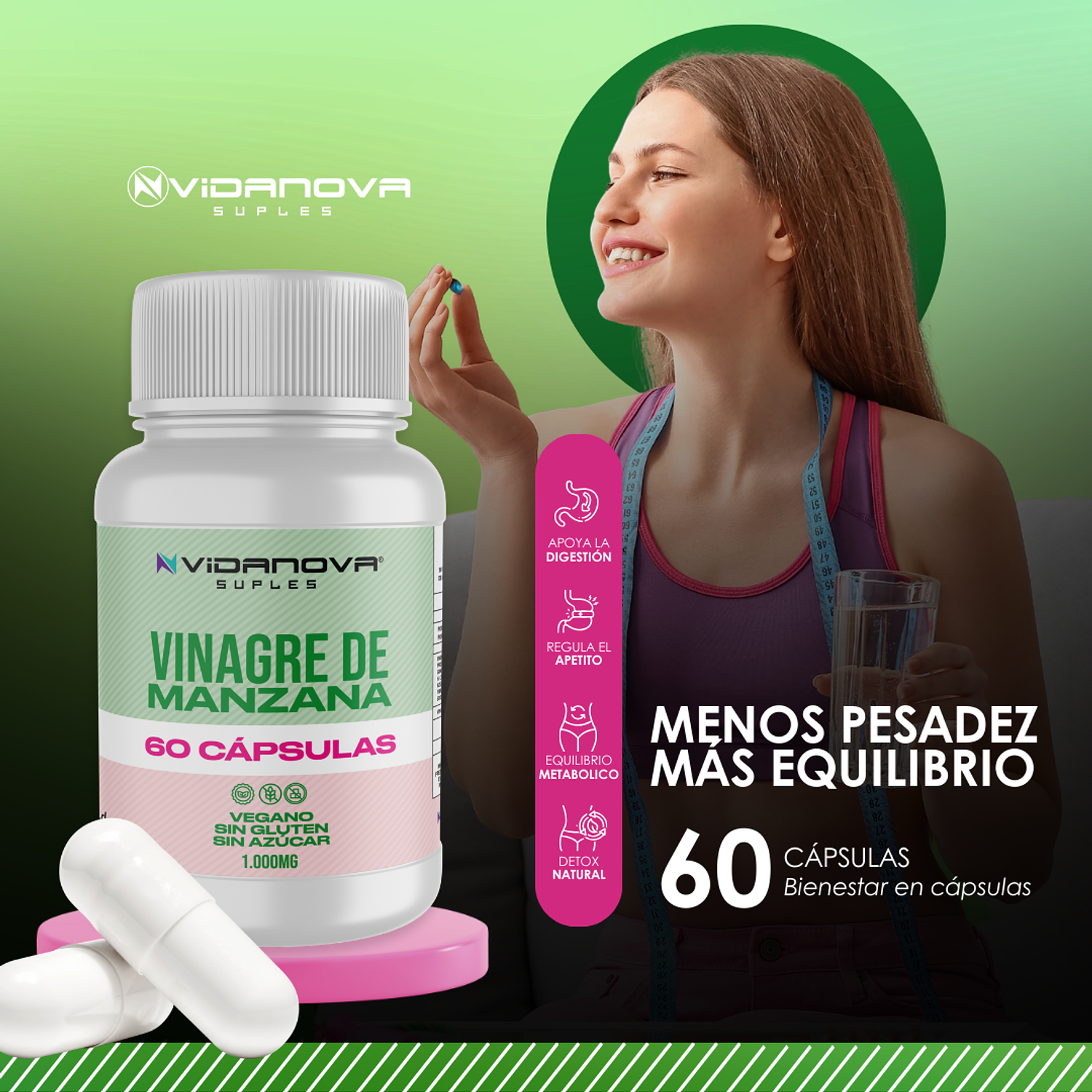 Vinagre de Manzana Cápsulas  PACK X3- Vidanova® Suples 2