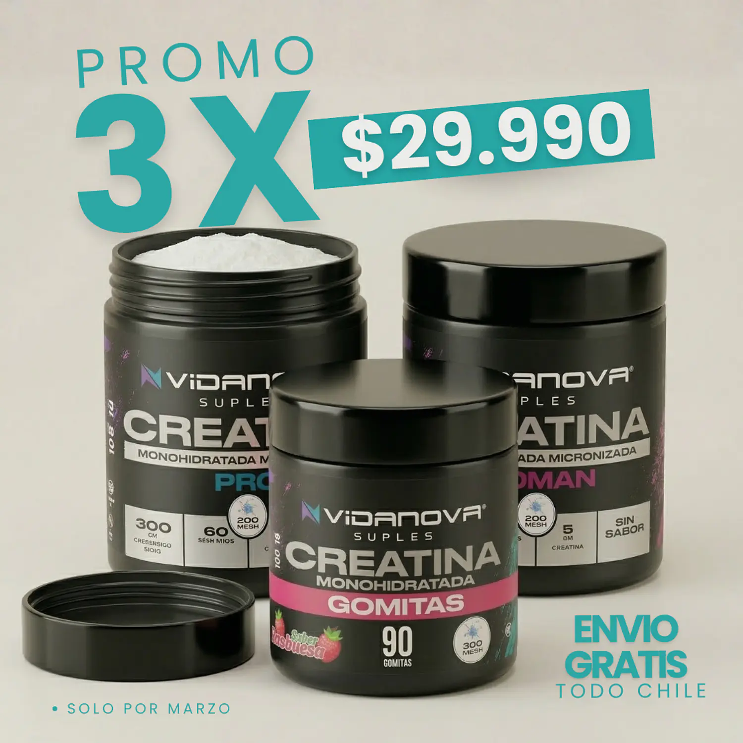 PROMO X3 Creatinas - Vidanova® Suples 1