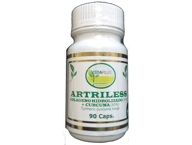 ARTRILESS 4 FRASCOS DE 90 CAPS 500 MG (50% COLAGENO + 50% CURCUMA) 