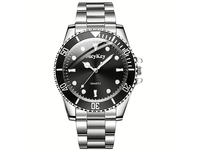 RELOJ DE ACERO PLATEADO HORA Y FECHA ANALOGICO