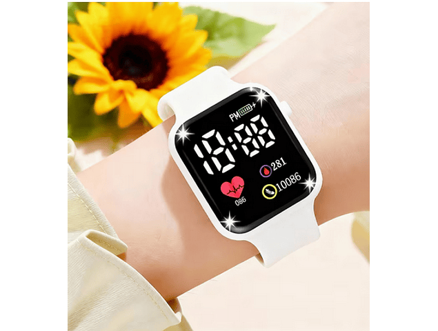 RELOJ ELECTRONICO  BLANCO, CORREA DE CIERRE CON BROCHE