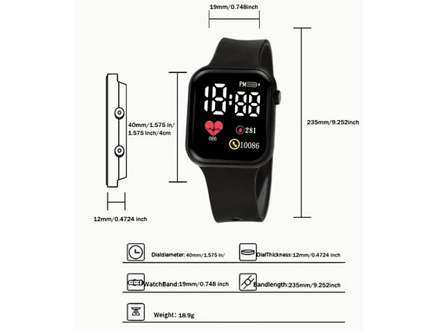 RELOJ ELECTRONICO  BLANCO, CORREA DE CIERRE CON BROCHE