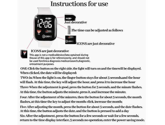 RELOJ ELECTRONICO  BLANCO, CORREA DE CIERRE CON BROCHE