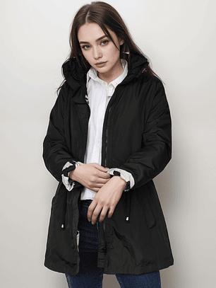 Parka Negra Estampada