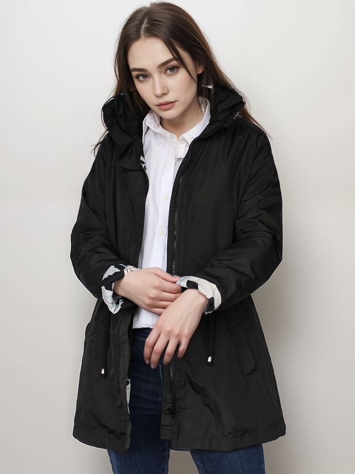Parka Negra Estampada 1