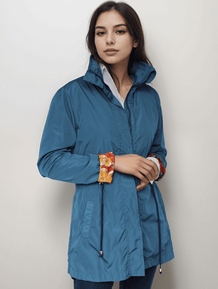 Parka Azul Petróleo Estampado