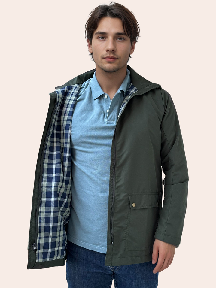 Parka Hombre Verde Clásica 3