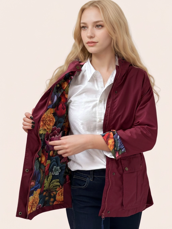 Cazadora Vinotinto Estampada 1