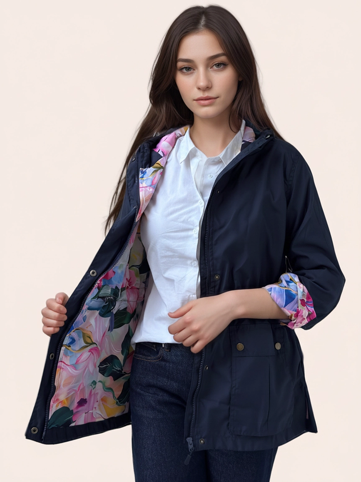 Cazadora Azul Noche Estampada 1
