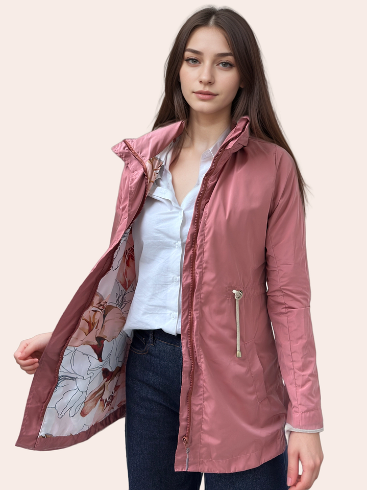 Parka Rosa Claro Nude Estampado 2