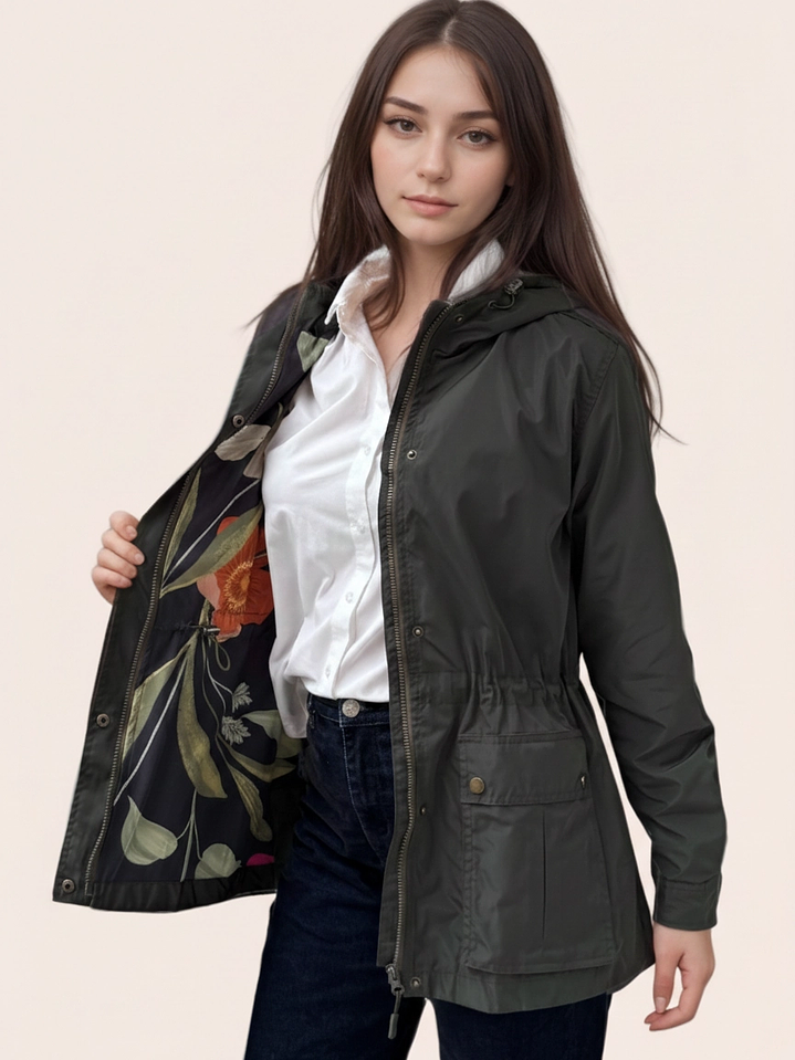 Cazadora Verde Oliva Militar Estampada 2