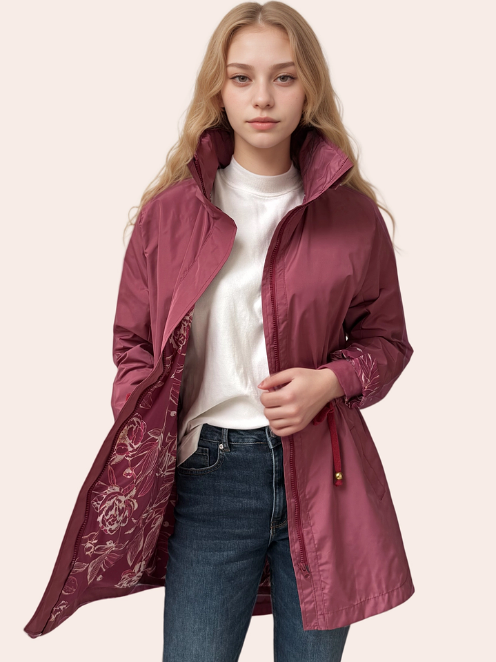 Parka Rosado Intenso Estampado 2