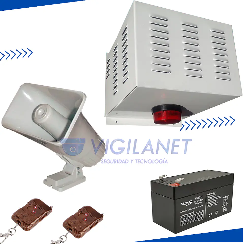 Alarma comunitaria 30W 2 Tonos + 2 Controles incluye bateria 1
