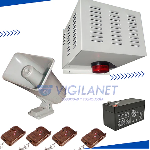 Alarma comunitaria 30W 1 Tono + 4 Controles incluye bateria