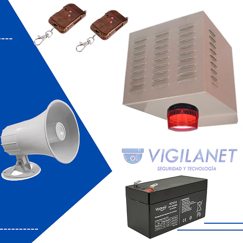 Alarma comunitaria 20W 1 Tonos con 2 Controles incluye bateria