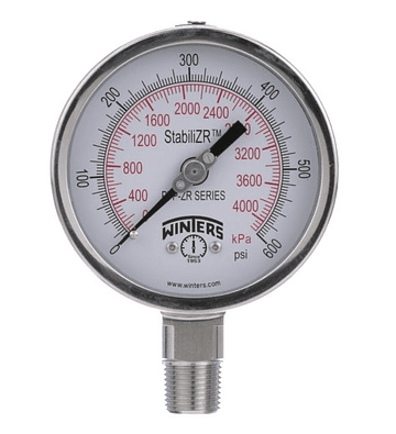 MANOMETRO WINTERS SERIE PFP 100MM FULL INOX ABAJO 1/2"NPT