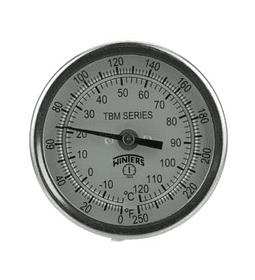 TERMOMETRO WINTERS BIMETALICOS ORIENTABLE 75MM DIAL 1/2NPT BULBO 6.3MM X 150MM