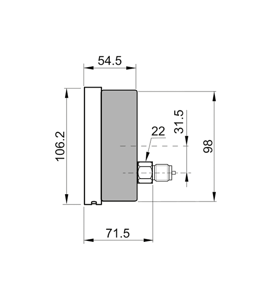 VACUOMETRO DE DIAFRAGMA BAUMER 100MM ATRAS 1/2NPT