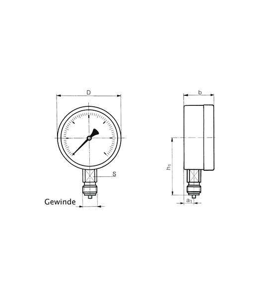 MANOMETRO BAUMER BRONCE INOX 100MM 1/2NPT 0 a 1BAR / 0 a 15PSI