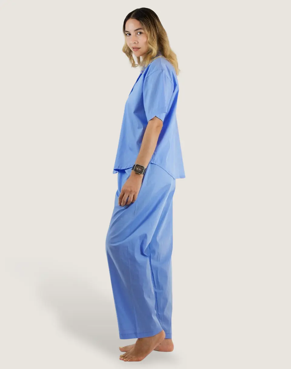 Pantalón Pijama Mujer Algodón Celeste 2