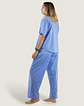 Pantalón Pijama Mujer Algodón Celeste - Miniatura 3