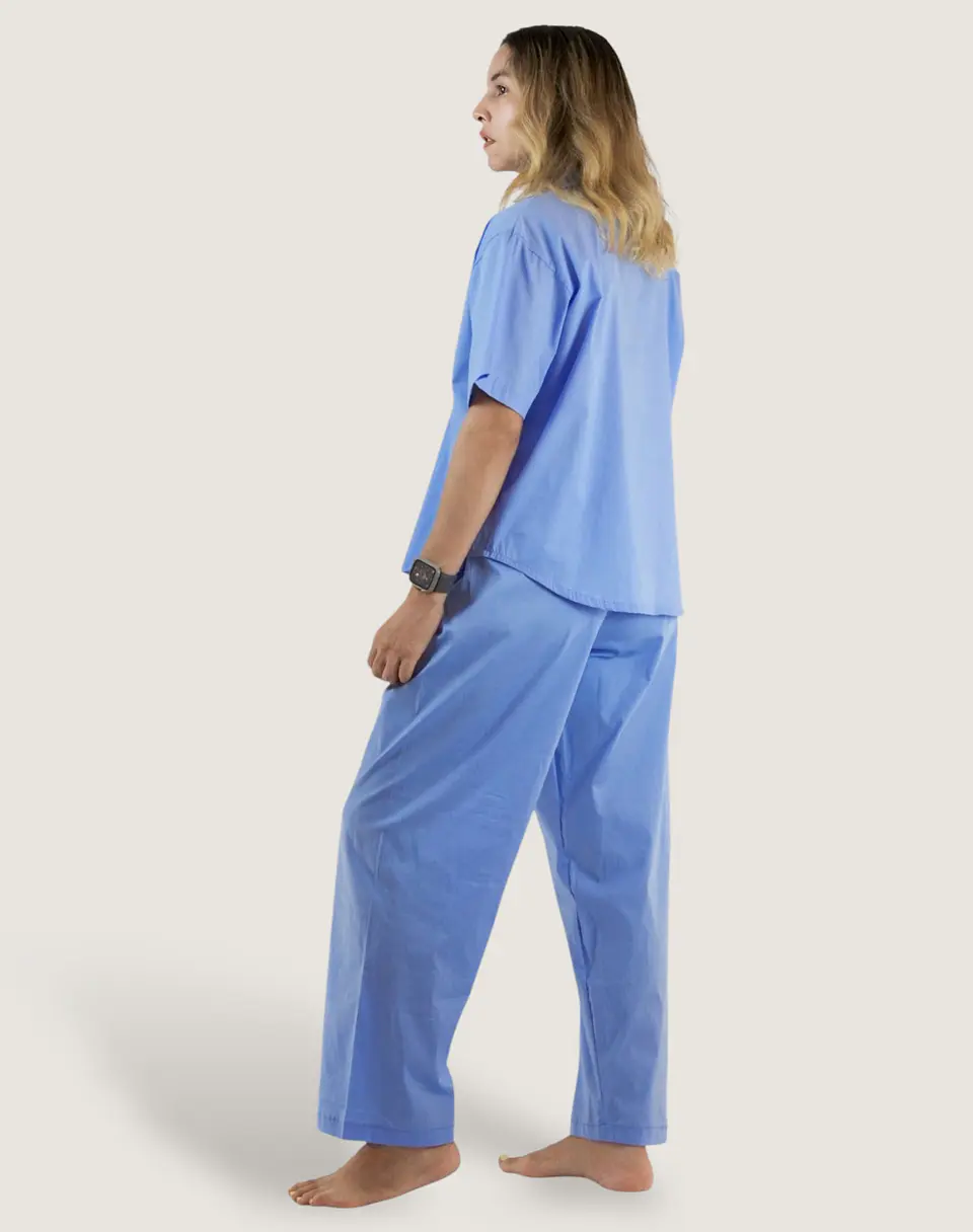 Pantalón Pijama Mujer Algodón Celeste 3