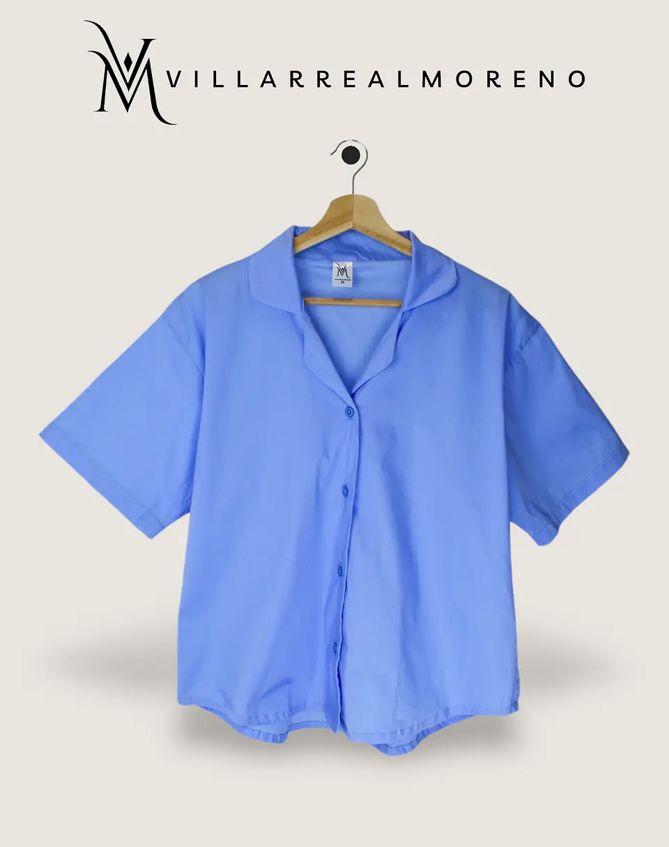 Blusa Pijama Mujer Algodón Celeste 4