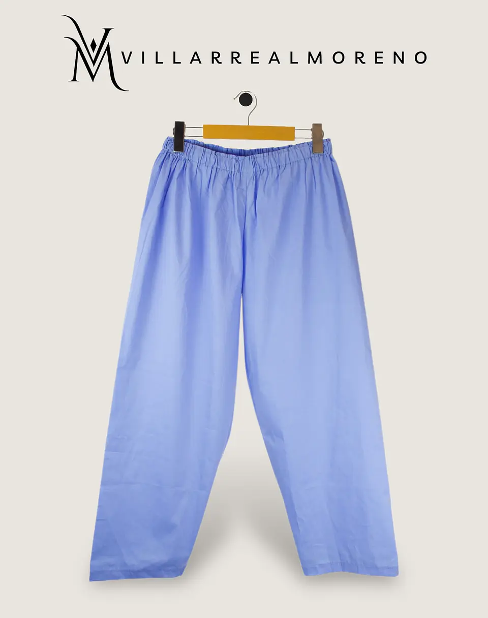 Pantalón Pijama Mujer Algodón Celeste 4