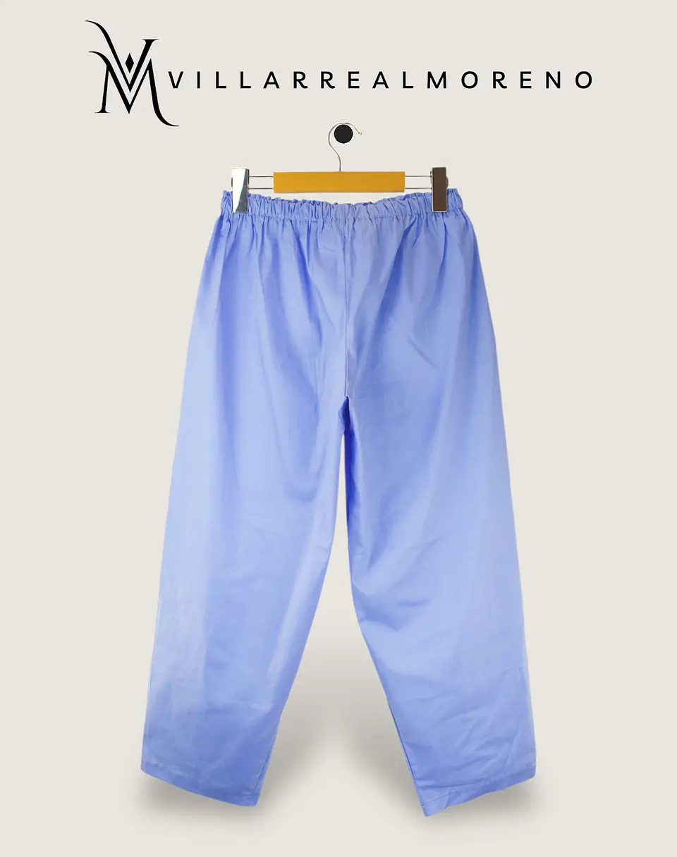 Pantalón Pijama Mujer Algodón Celeste 5