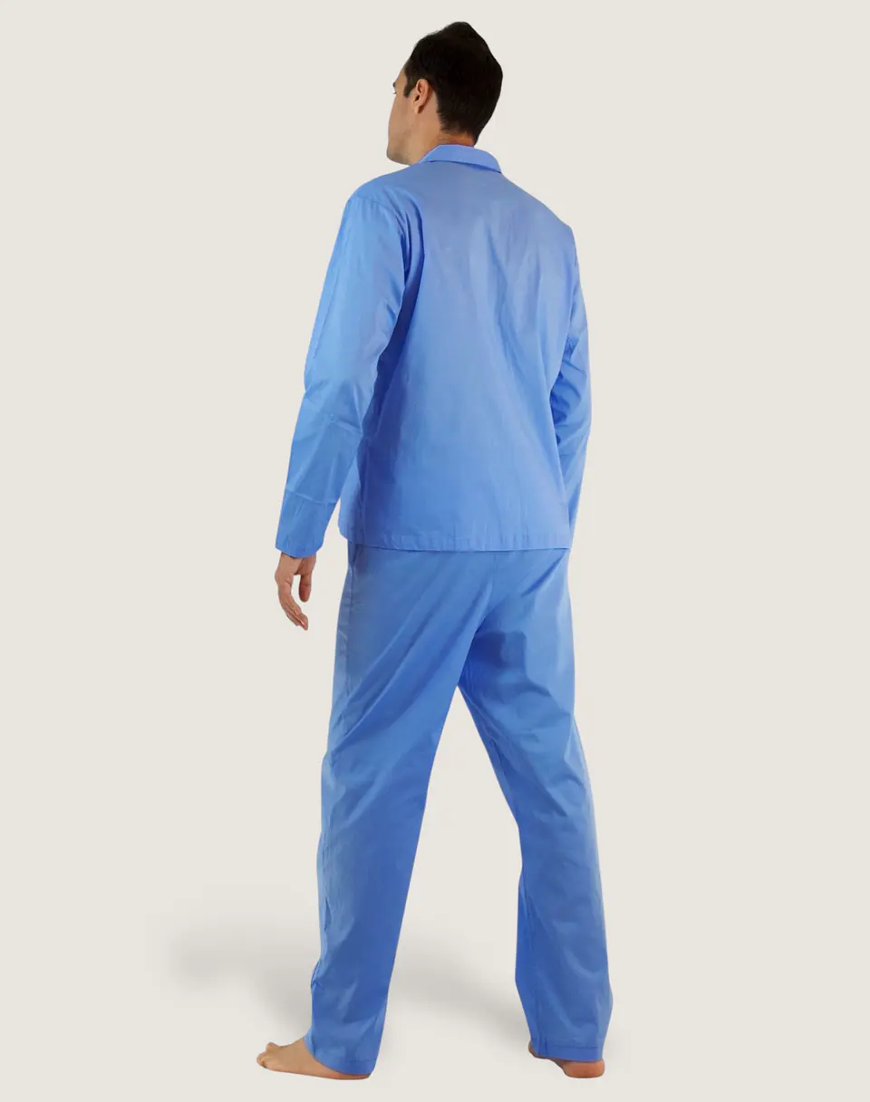 Camisa Pijama Hombre Algodón Celeste 2