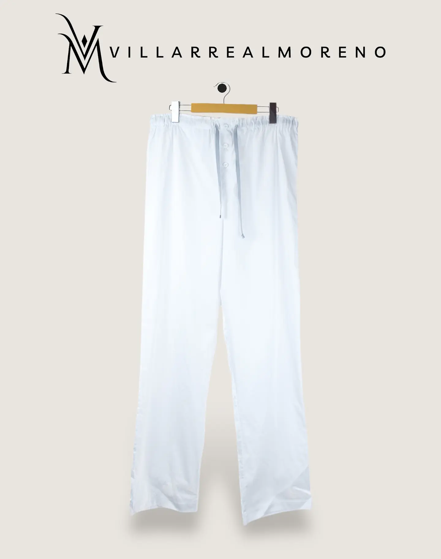 Pantalón Pijama Hombre Algodón Blanco 3