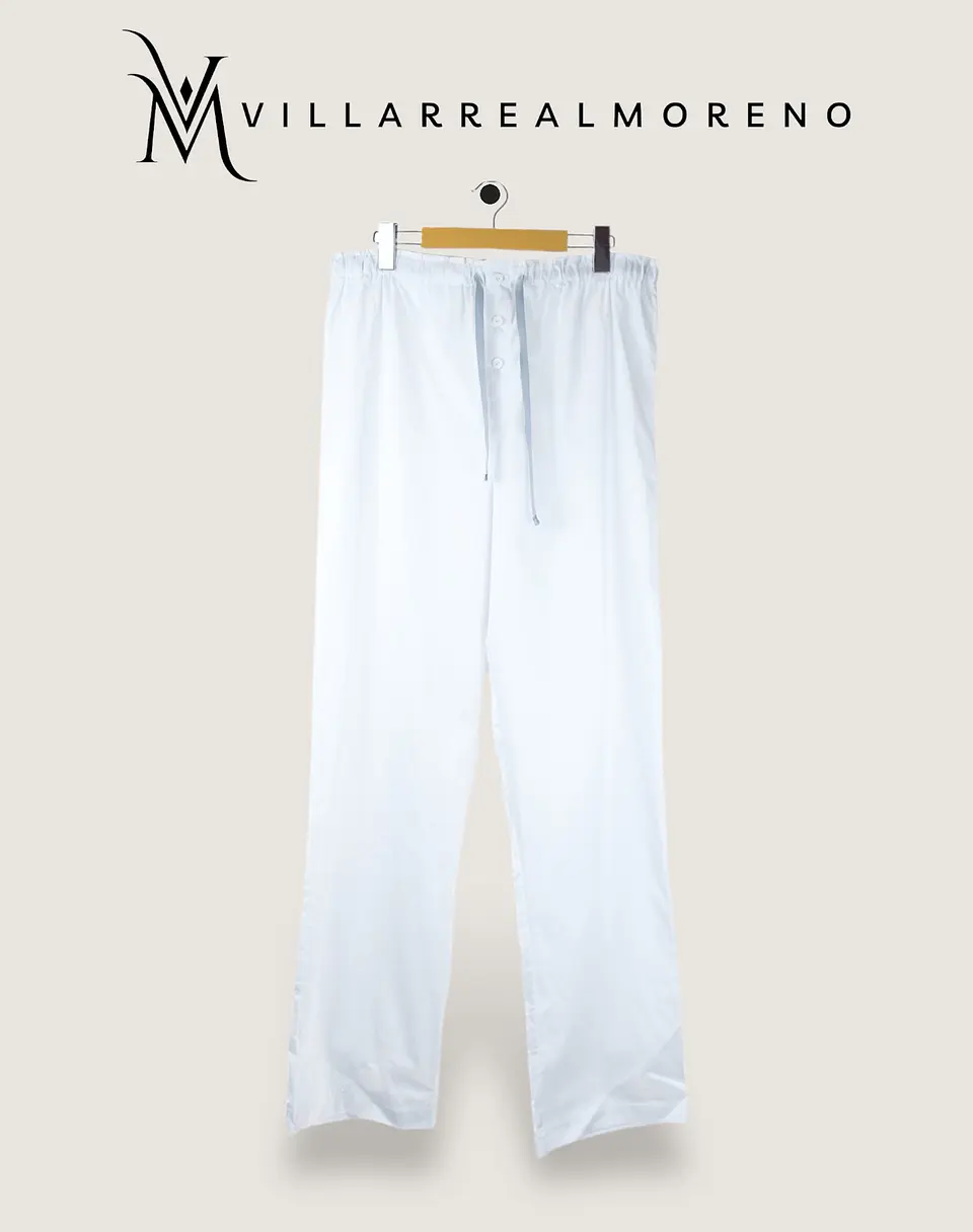 Pantalón Pijama Hombre Algodón Blanco 3