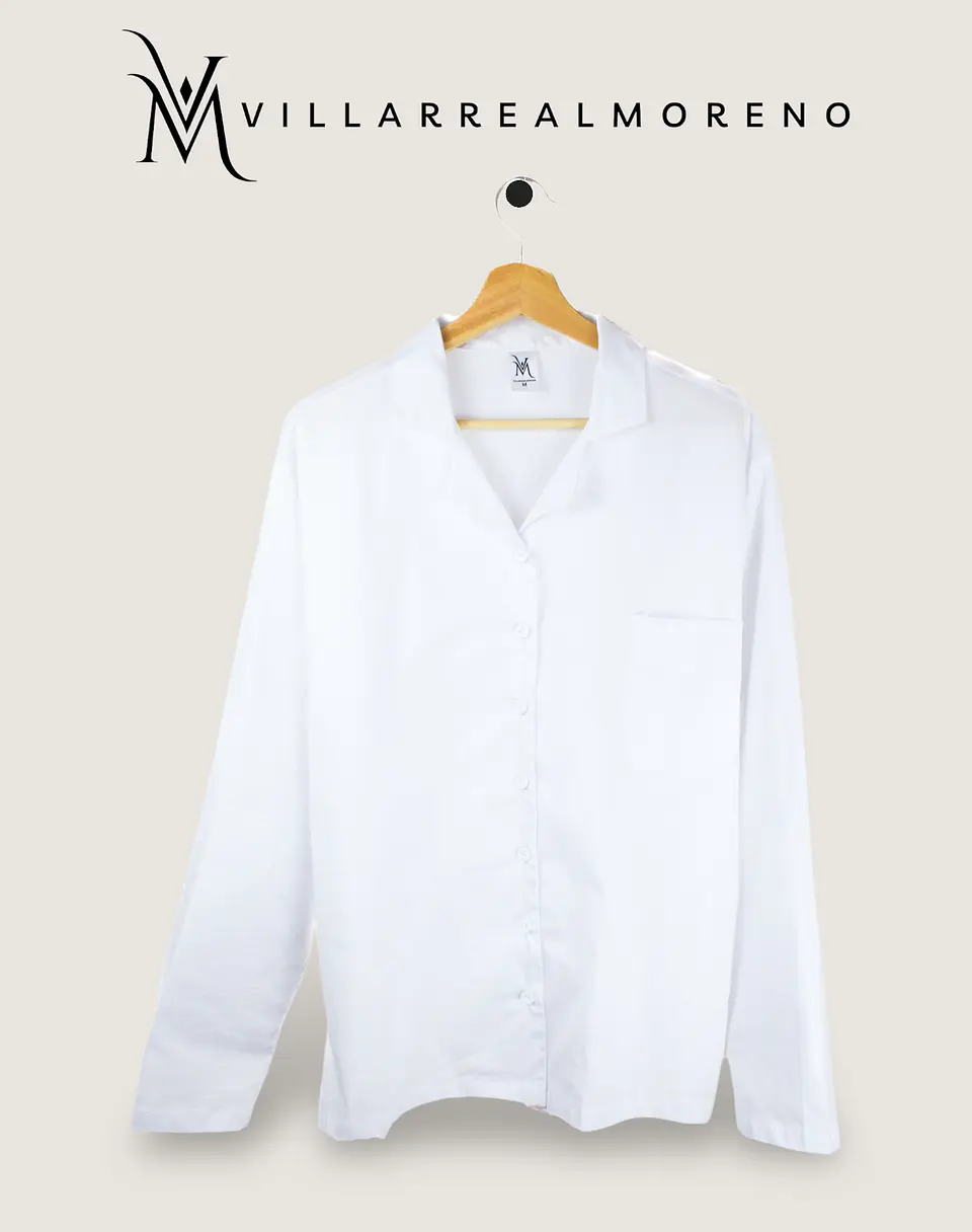 Camisa Pijama Hombre Algodón Blanca 3