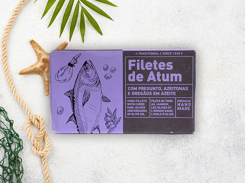 Tuna Fillets w/ Ham, Olives and Oregano in Olive Oil 120g