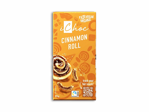 Barra de chocolate y canela con trozos de galleta vegana orgánica (80 g)