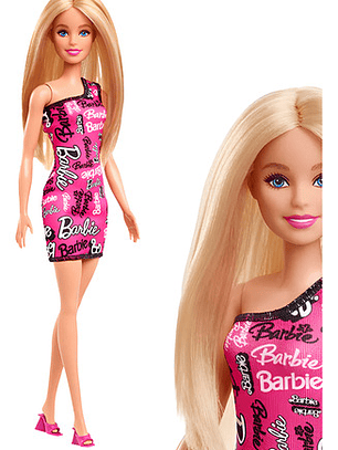 Muñeca Barbie Brand Entry Asst Rubia Mattel Vestido Rosa