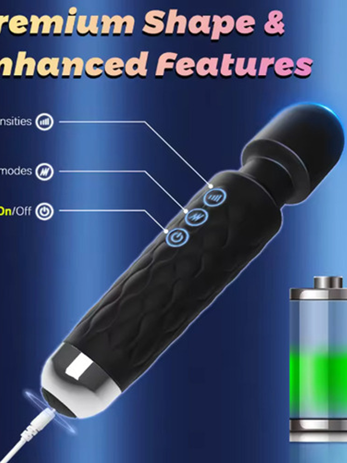 Vibrador Consolador Femenino Inalámbrico Recargable Usb 20cm 4