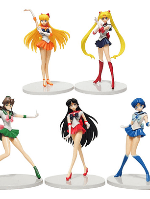 Set 5 Figuras De Sailor Moon 16 Cm Venus Mercury Mars Jupite