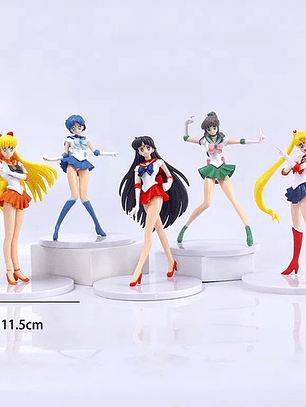 Set 5 Figuras De Sailor Moon 16 Cm Venus Mercury Mars Jupite