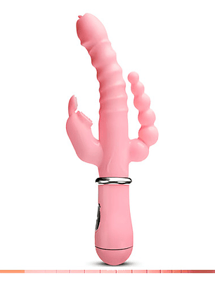 Consolador 3 En 1 Conejo Vibrador Impermeable Carga Usb