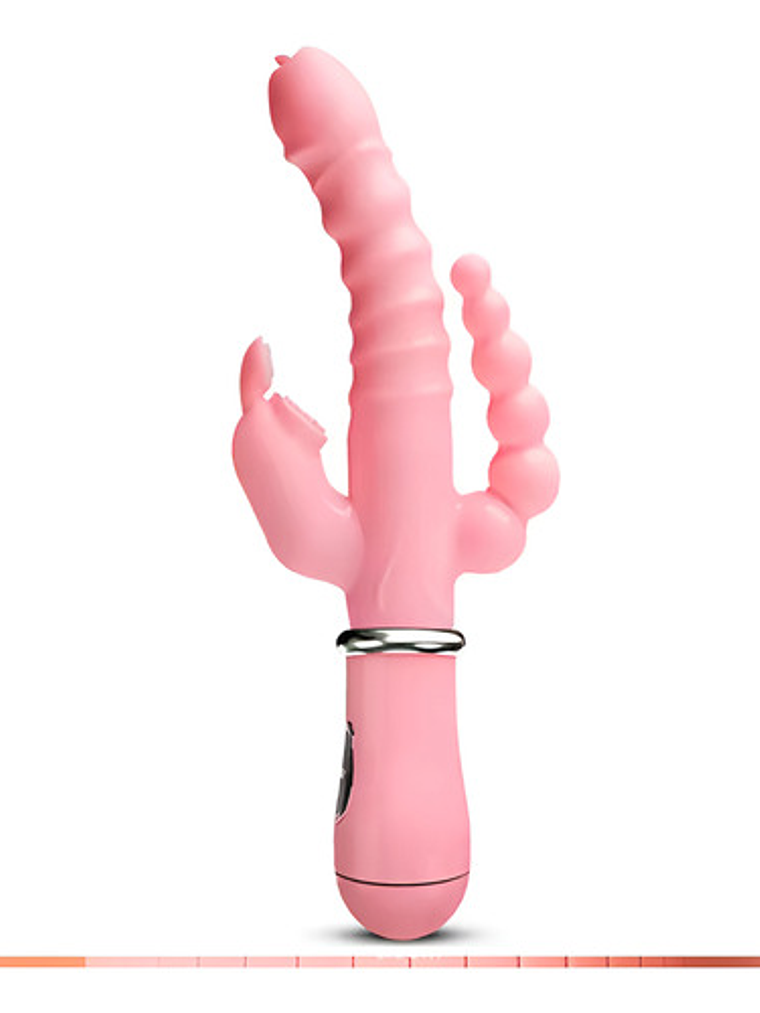 Consolador 3 En 1 Conejo Vibrador Impermeable Carga Usb 1