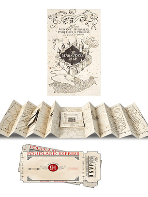 Mapa Merodeador Harry Potter Pequeño + Boleto Tren Hogwarts