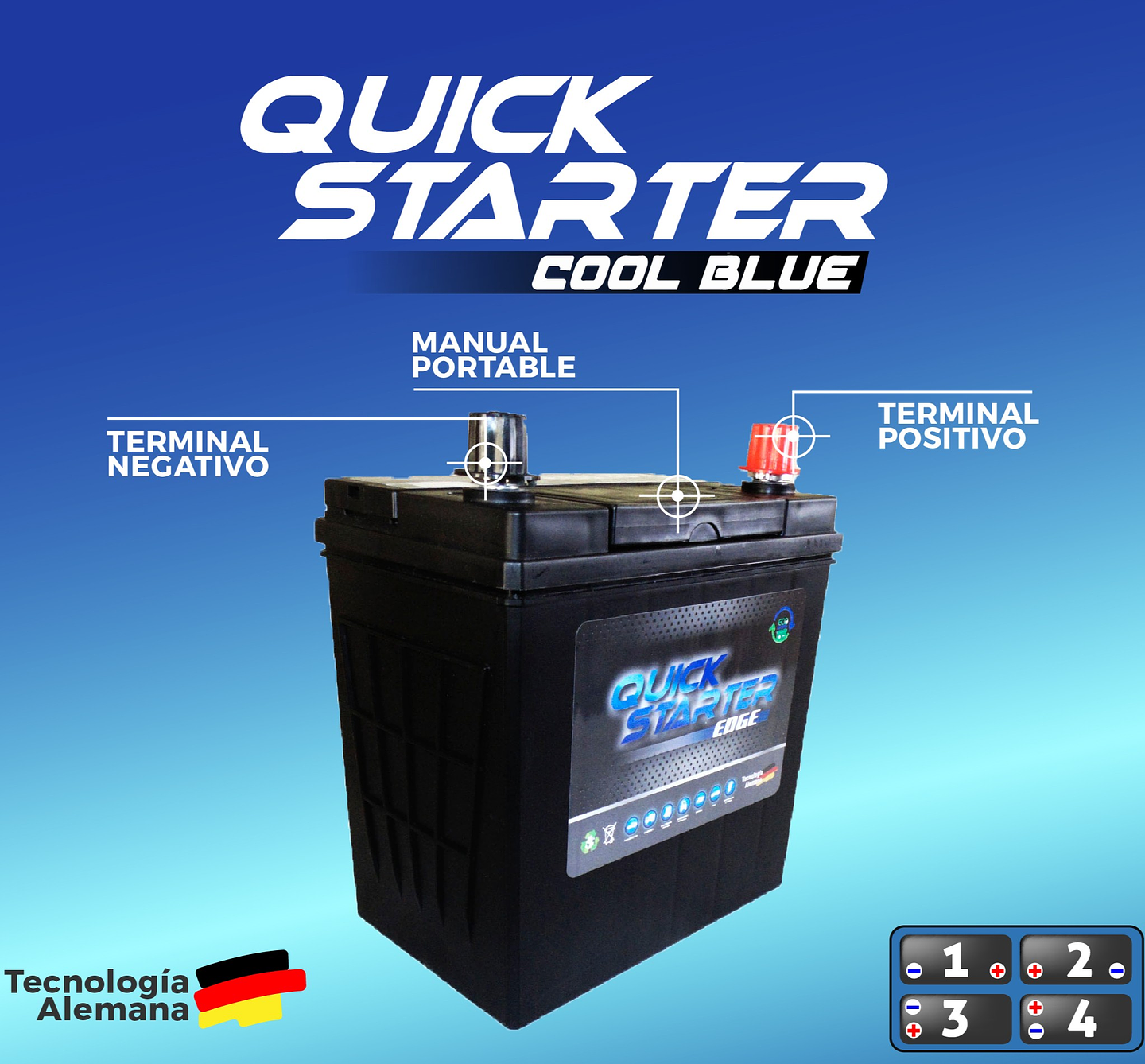Batería 40 AH 345 CCA - Marca QuickStarter 1