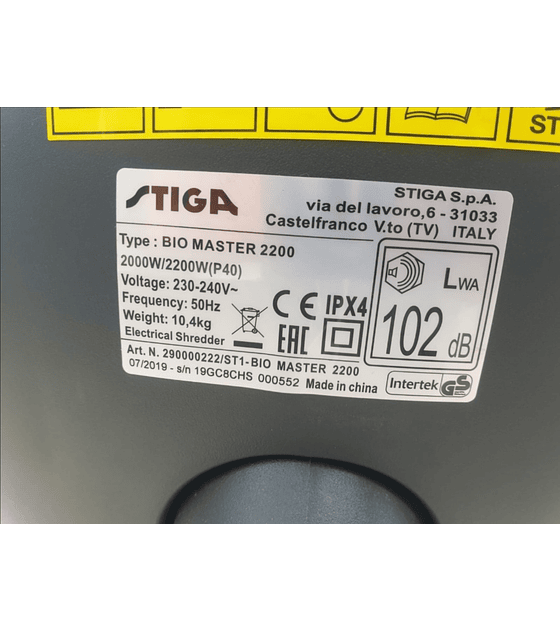 BIOTRITURADOR ELÉTRICO 2200 STIGA