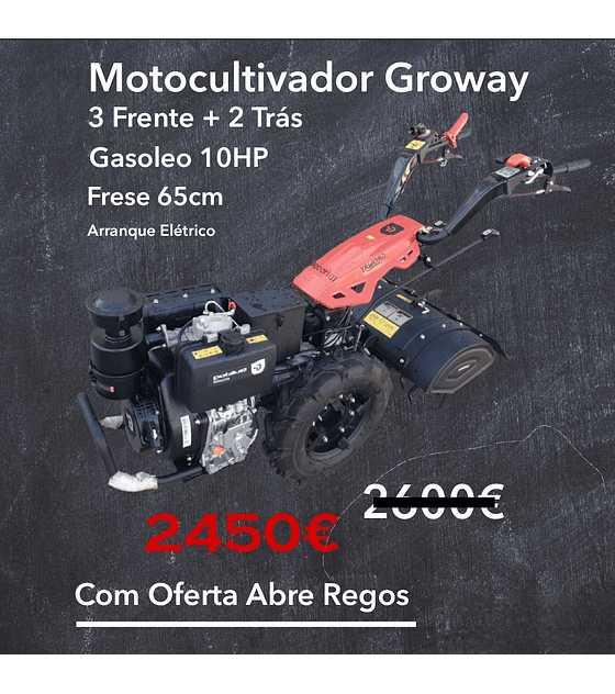 Motocultivador Gasóleo 10HP Frese 65cm Com Arranque Eléctrico