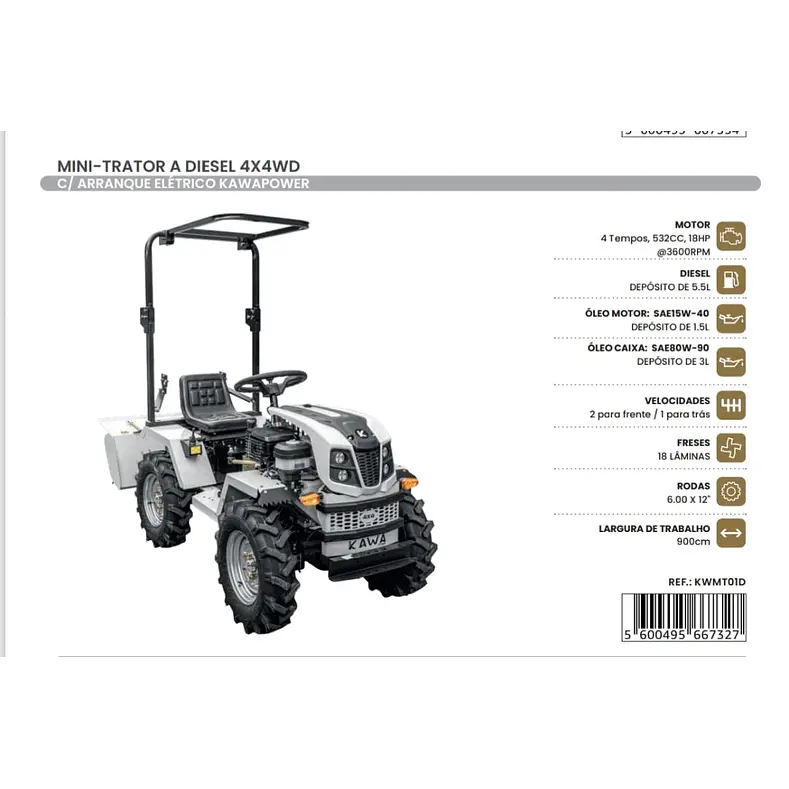 Mini trator diesel 18 HP 4x4WD 7